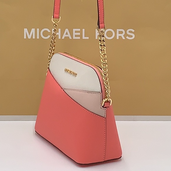 Michael Kors Jet Set Travel Medium Logo Dome Crossbody Grapefruit Multi Color - Picture 7 of 16